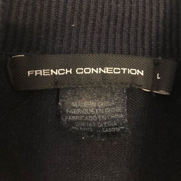 5/$15 SALE FRENCH CONNECTION Quarter Zip Utility Blue Sweater Large - Picture 6 of 16